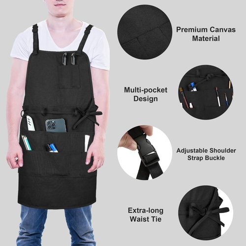 MyLifeUNIT Tape and Drape, Adjustable Painting Apron with 10 Pockets for Arts, Craft, Home Decor