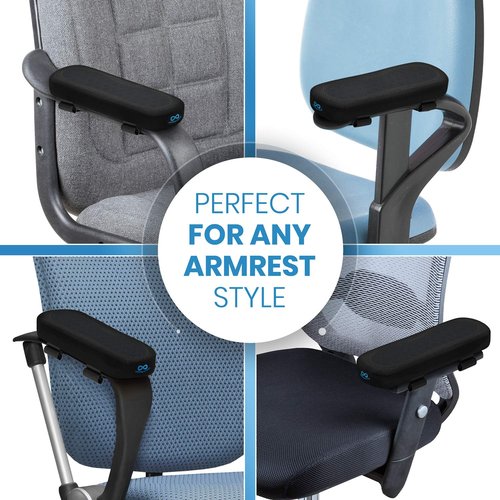 Everlasting Comfort Arm Rest Pads & Gel-Infused Seat Cushion & Lumbar Support Pillow Combo (Patented) - Reduce Tailbone Pressure & Improve Back Comfort - Armrest Covers (Black)