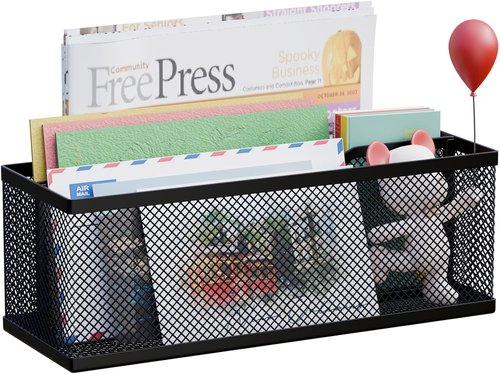 Regine Switzerland Mail Organizer - Stylish 2-Slot Countertop & Wall-Mounted Design | Black