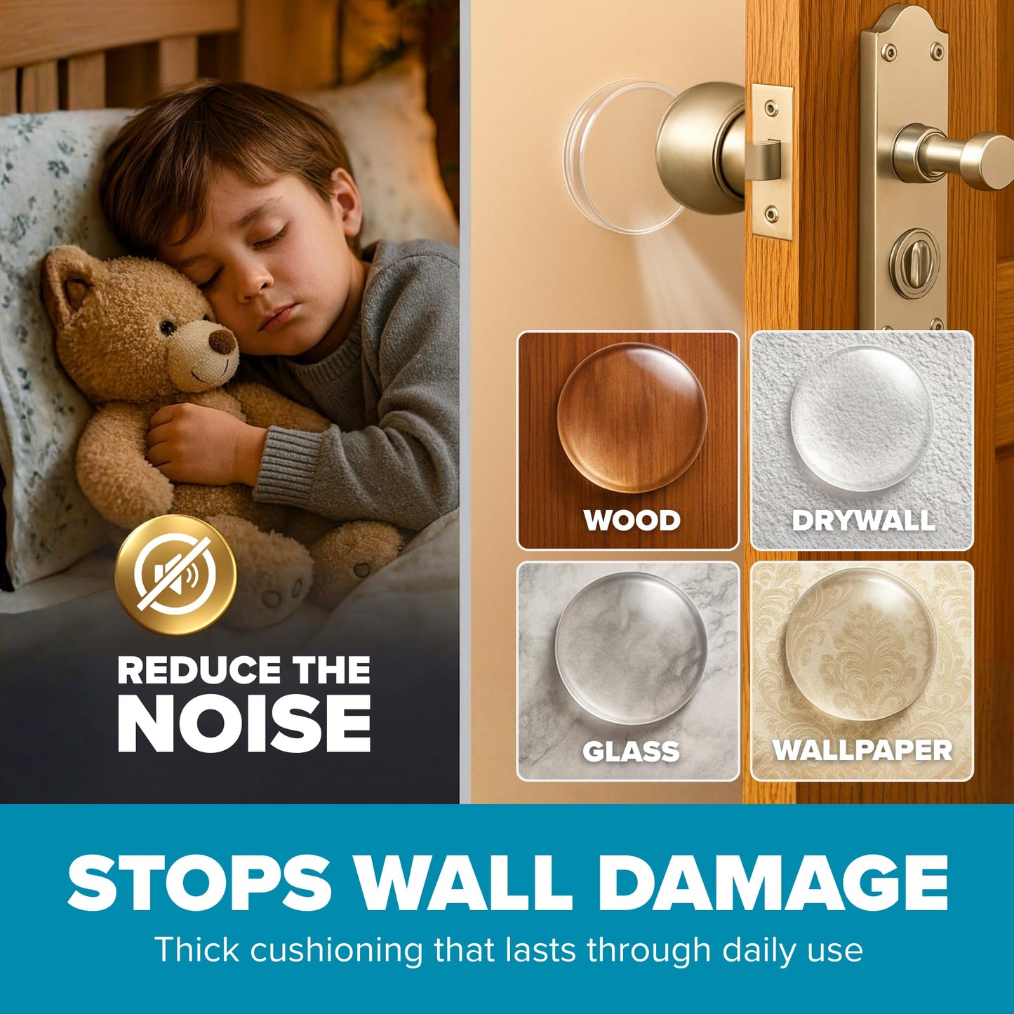 STRONGEST HOME Door Stoppers (Large) 3.15" - Door Stop for Wall with Strong Back Adhesive - Quiet and Shock Absorbent Silicone Wall Protectors from Door Knobs - Protects Every Surface (White | 5 PCS)