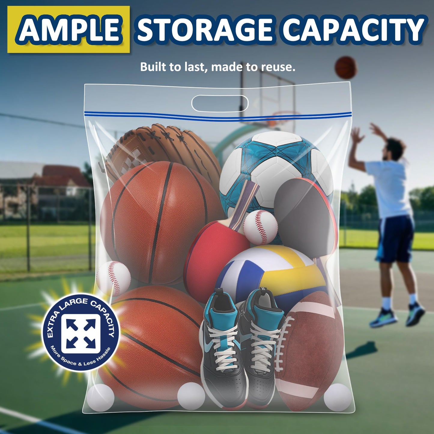 15 Gallon Large Resealable Storage Bags with zipper Top