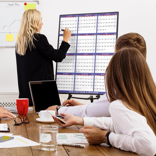 2026 Dry Erase Calendar - 2026 Yearly Wall Calendar, 48" x 32", JAN.2026 - DEC 2026, 2026 Wall Calendar, 12 Month Dry Erase Calendar for Wall, XL Large, Wet & Dry Erase Laminated, Horizontal/Vertical - Purple