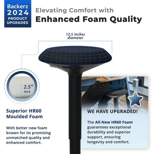 Backerz Standing Desk Stool Chair, Height Adjustable Stool 21-31 inch for Office and Classroom, Swivel Stool, Anti-Slip Bottom Ergonomic Wobble Stool with Rocking Motion, Black