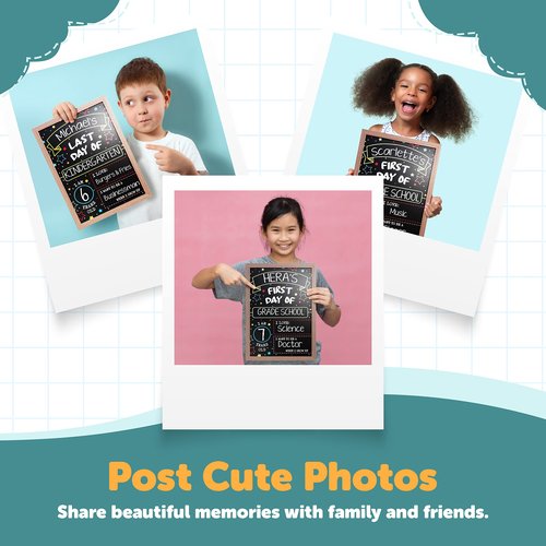 First Day Last Day of School Double Sided Sign with Frame (Reusable Dry Erase Board for Liquid Chalk Markers - 9.17" x 13.27")