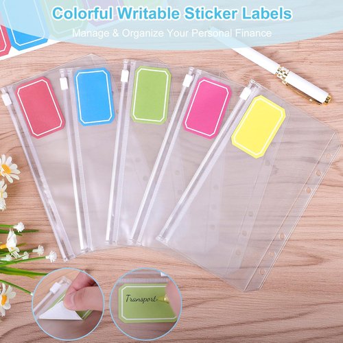 Antner A6 Budget Binder - Zipper Cash Envelopes for Money Organization | Mint Blue Budget Planner