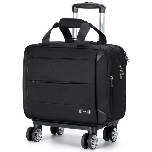 Lekebobor Rolling Laptop Bag - Rolling Laptop Briefcase on Wheels for Women/Men Fits Up to 15.6Inch, Water Resistant for Travel Work and Business (Black)