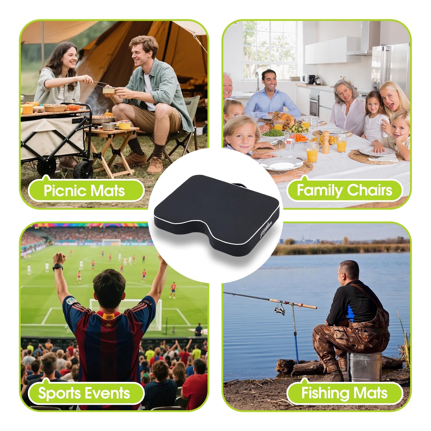 goodleben Stadium Seat Cushion - Dual Layer Foam with 30D Support & 40D Memory, Thick & Breathable Bleacher Pad for Football, Baseball, Outdoor Games, and Indoor Events (1 Pack)