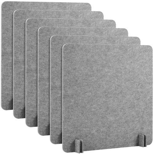 Kisston 6 Pack Acoustic Desk Divider Desk Partition 24 x 24" Stand Up Freestanding Desk Privacy Panel Noise and Visual Distractions Reducing Table Divider for Student Reception Area Office(Light Gray)