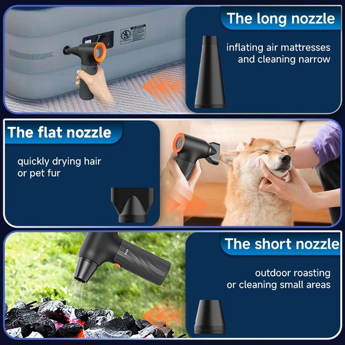 Compressed Air Duster, High-Speed 130,000 RPM Electric Air Duster, 3 Gear Portable Mini Turbo Fan Rechargeable Cordless Air Blower with Non-Slip Handle Jet Dry Blower for Keyboard PC Car Cleaning