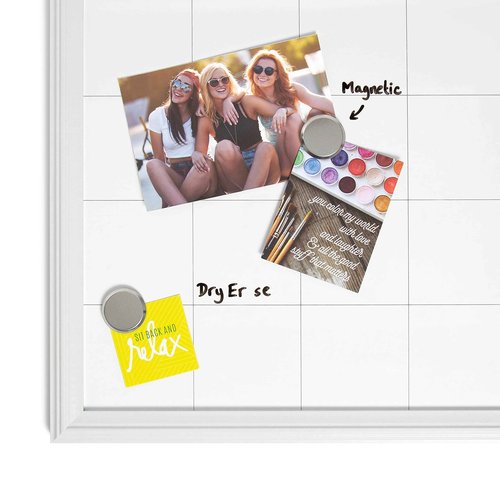 U Brands Farmhouse Dry Erase Calendar White Board with White Frame Set, Office Supplies, with Magnets, 20” x 30”, 3 Pieces