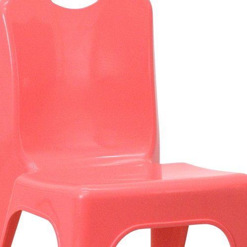 Flash Furniture Whitney 4 Pack Red Plastic Stackable School Chair with Carrying Handle and 11'' Seat Height