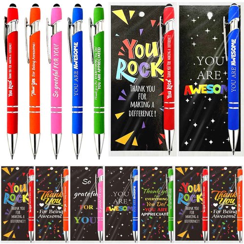Aartner 60 Sets Employee Appreciation Gifts Pens Bulk Staff Thank You Gifts with Bookmarks Favors Items Black Ink Ballpoint Pen Inspirational for Collegue Party Guests Her Him Women Men Friends