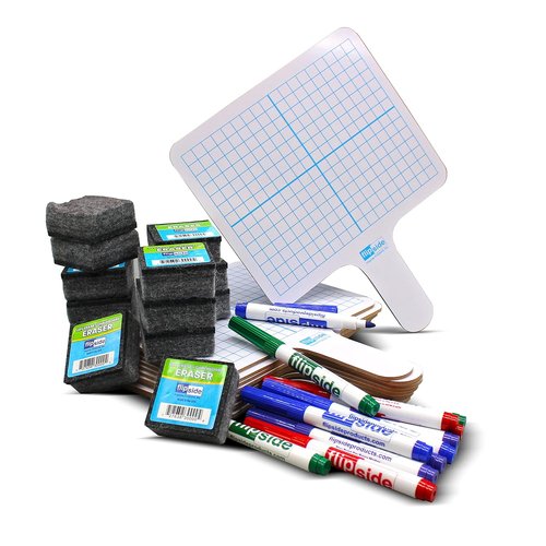 Flipside Products Dry Erase Answer Paddles - Two-Sided Rectangular Boards with Markers & Erasers | Set of 12