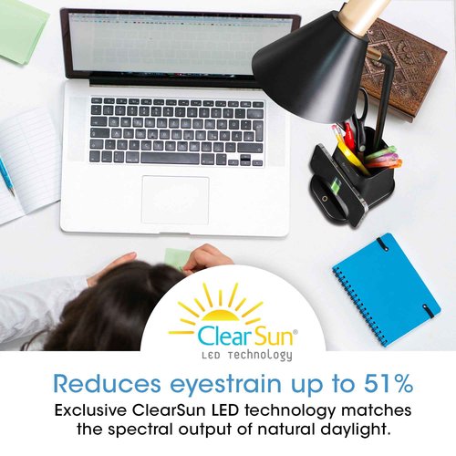 Ottlite Merge LED Desk Lamp with Wireless Charging - ClearSun LED Technology, 3 Brightness Settings & Color Temperature Modes with Touch Activated Controls - Includes Storage Area for Desk Supplies