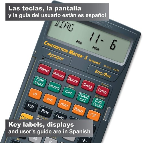 Calculated Industries 4054 Construction Master 5 - Spanish Feet-Inch-Fraction Calculator for Carpenters