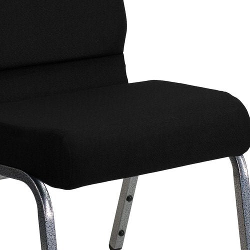 EMMA + OLIVER Stacking Auditorium Chair with 21" Seat - Black Fabric/Silver Vein Frame