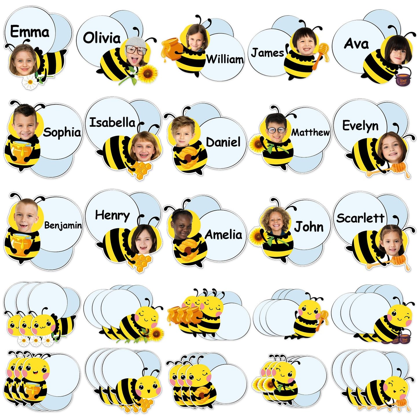 gisgfim 80Pcs Bee Cutouts Summer Honey Bee Decorations Bulletin Board Summer Honeybee Paper Cut-Outs Classroom Decor for Boy Girl DIY Craft Photo Wall Kindergarten Preschool Party Favor Supply