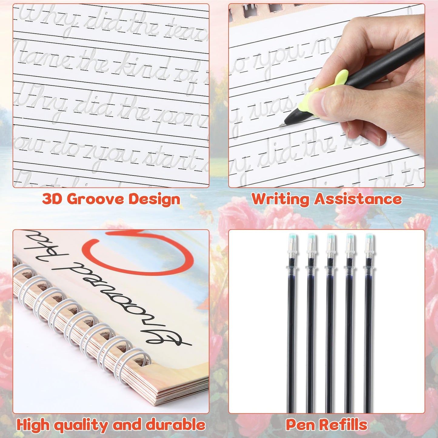 chiazllta Grooved Cursive Handwriting Workbook with Disappearing Ink Pens Magic Reusable Grooved Cursive Writing Practice for Beginners Kids Kickoff Workbook Homeschooling Supplies (Jokes & Riddles)