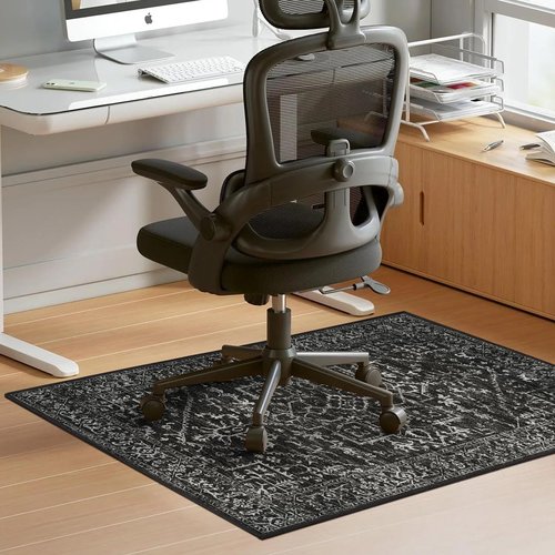 QQpony Chair Mat for Hard Floors, 48" x 60" Office Chair Mat for Hardwood Floor, Area Rug for Living Room, Protector Floor Desk Rug for Home Office (Black)
