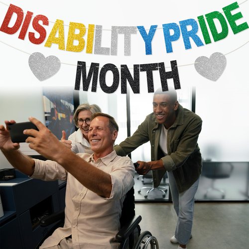Disability Pride Month Banner - No DIY Glitter Disability Pride Month Decorations, July Disability Awareness Party Supplies