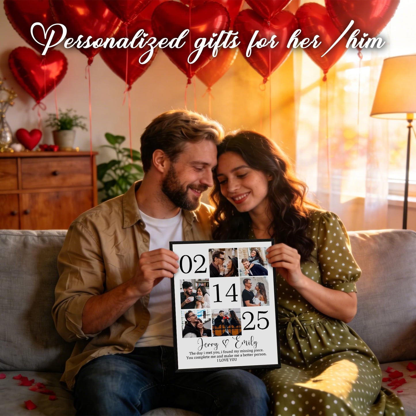 Custom Couple Canvas Personliazed Valentines Day Gifts for Him/Her Customized Anniversary Birthday Gifts for Boyfriend/Girlfriend Personalized Gifts for Women