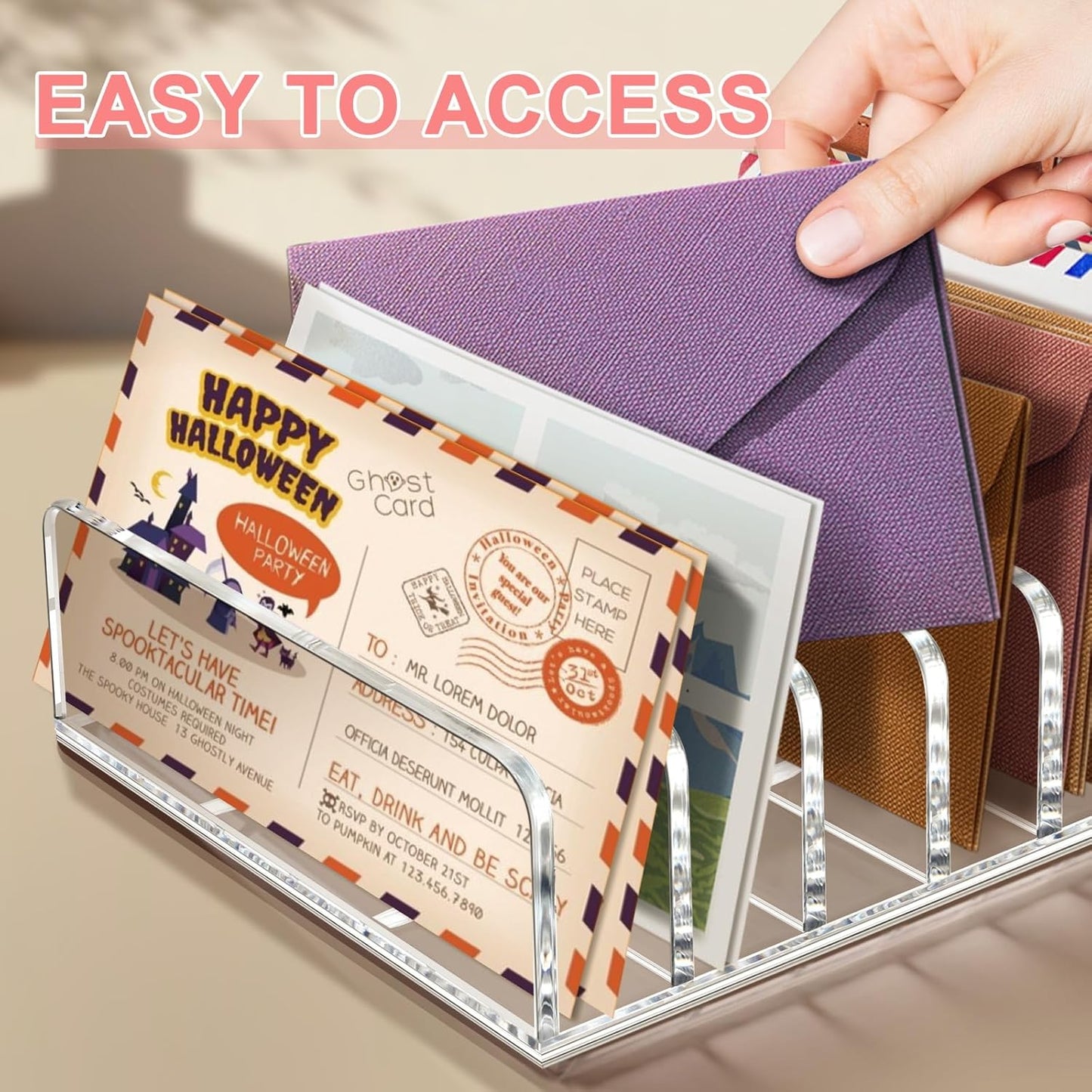 Vowcarol Acrylic Mail Organizer - 7 Slot Clear Desktop Cash Tray & File Divider for Bills