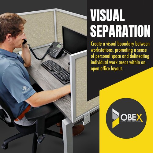 Obex Acoustic Mounted Screen Privacy Panel Table Top Separator, Sound Blocking Desk Divider, 18" X 72", Natural