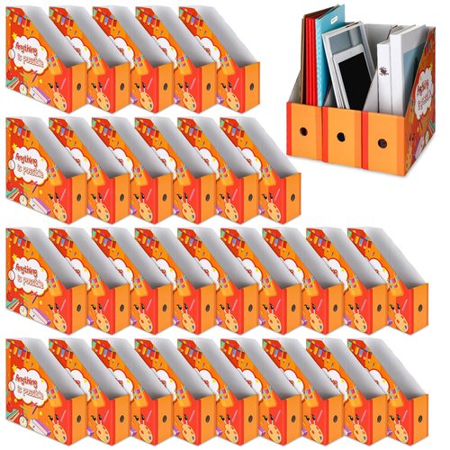 Tatuo 30 Pcs Magazine File Holder Cardboard Magazine Holder Storage Box Magazine Organizer Folder Magazine Storage Containers Document File Holder Organizer for Book Desk Classroom