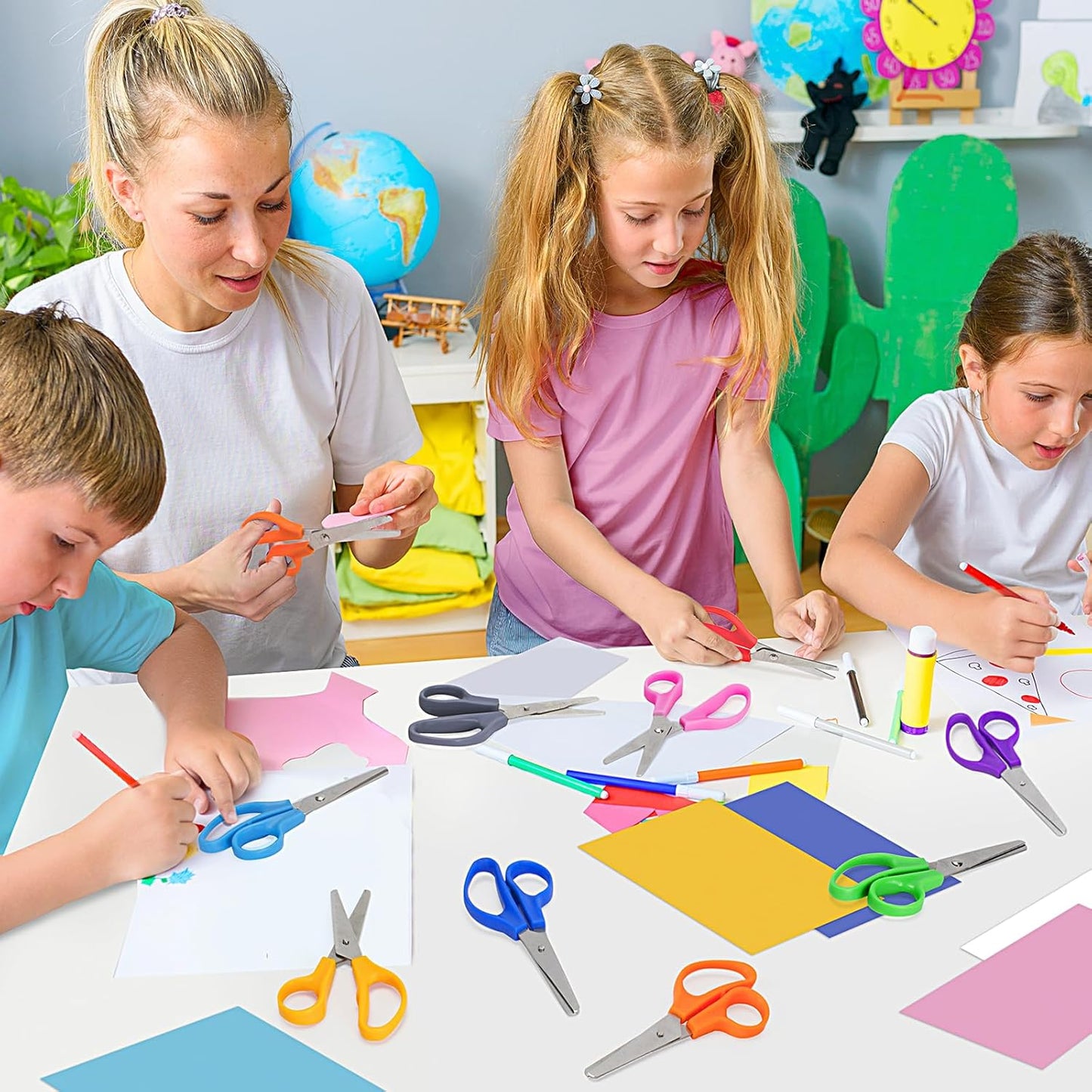 Toidgy 50 Pack Kids Scissors - 5 Inch Blunt Tip Safety Scissors for School & Crafts