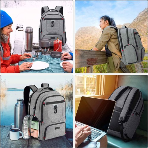Lunch Backpack, Insulated Cooler Lunch Bag Backpack, Large Travel 17.3 Laptop Back Pack Sturdy Computer College School Bookbag for Women Men for Men Women Work Hiking Picnic
