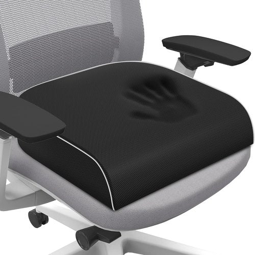 SweetSlubr Seat Cushion for Tailbone Pain Relief, Office Chair Cushion, Memory Foam Large Chair Cushion with Non-Slip Cover for Soft Support at Office Chair, Car Seat, Airplane Black/Large