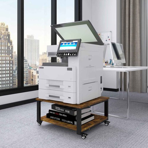 Natwind 2 Tier Laser Printer Stand,23.6''x23.6''x12.6'' Large Printer Table Copier Stand,Heavy Duty Rolling Printer Cart with Wheels for Home Office (Retro)