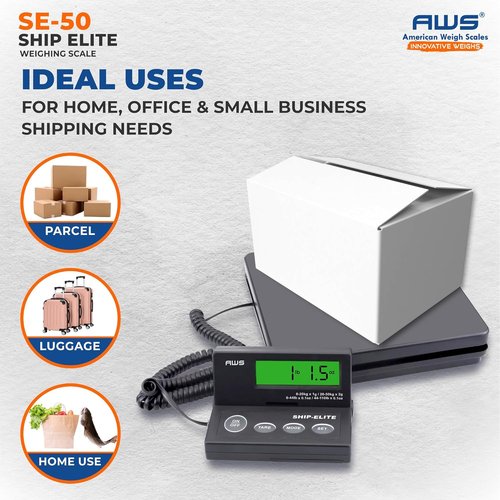 American Weigh Scales Digital Shipping Scale - Accurate Multifunctional Postal & Luggage Weighing | 110 lbs x 0.1 oz | Backlit LCD
