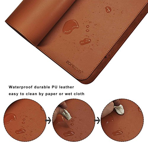 ZORESYN Conference Table Pads (70.87" x 31.5") - PU Leather Extended Large Mouse pad Office Desk Mat - Nonslip Base and Waterproof Desktop Writing Pad Mouse Mat (Light Brown)