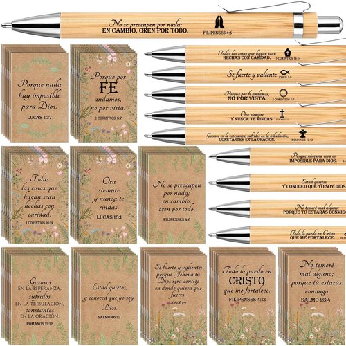Ctosree 120 Pcs Spanish Christian Notebooks in Bulk with Bible Verse Pen Prayer Scripture Notepad Regalos Cristianos En Español Bible Supplies for Women Sunday School Teacher Pastor's Wife (Dark)