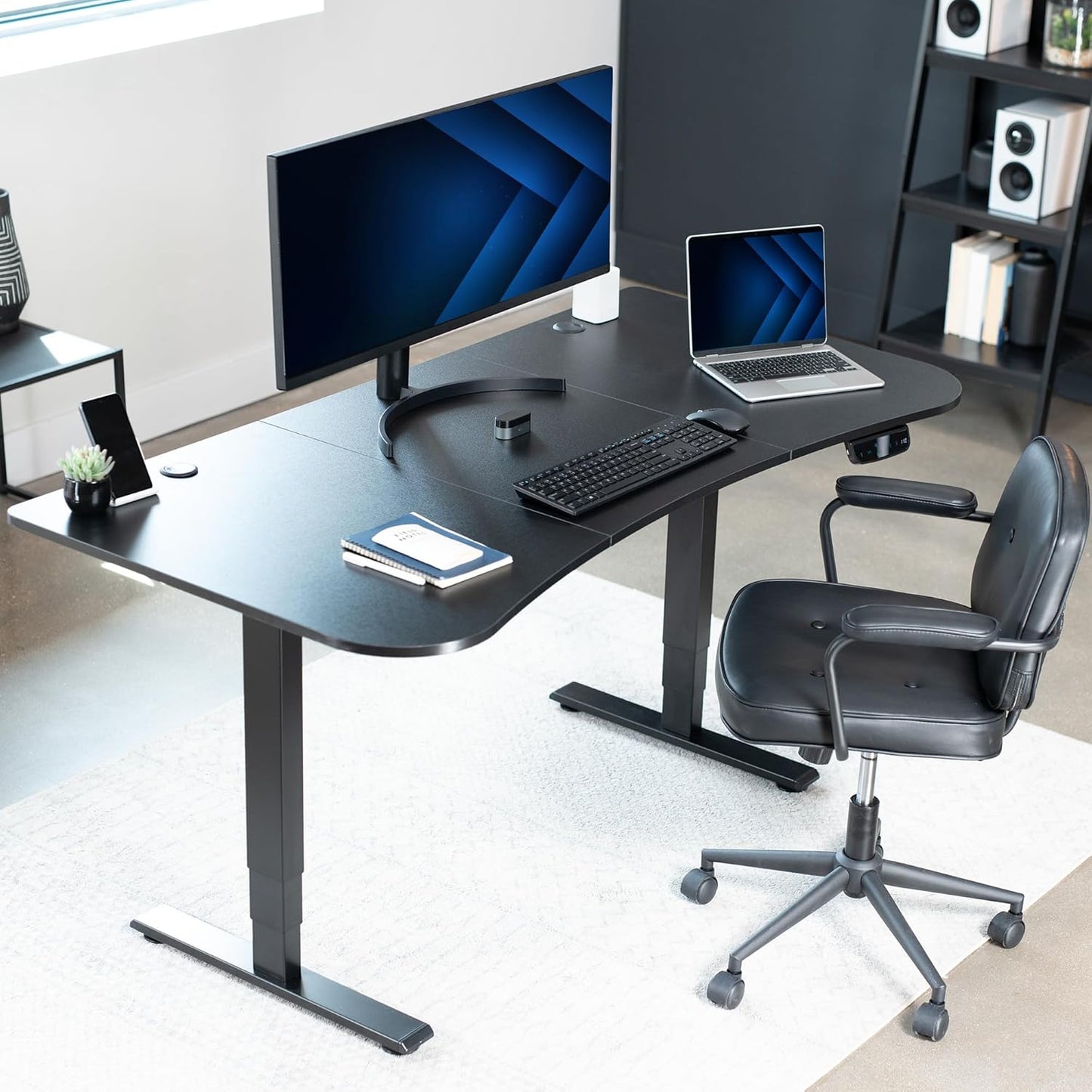 VIVO Universal Table Top - 63 x 32 Inch Black Desktop for Height Adjustable Desks | Home & Office Use