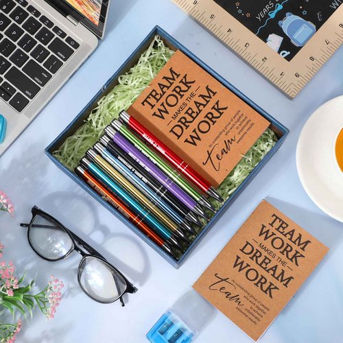 Sabary 100 Pcs Team Appreciation Gifts Team Notebooks for Employees Thank You Notepads Metal Ballpoint Pens Bulk Gifts for Office Coworkers Staff Volunteer Teacher Nurse