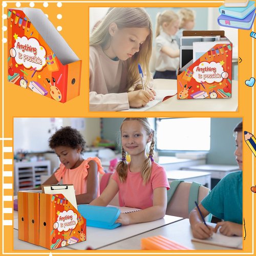 Tatuo 30 Pcs Magazine File Holder Cardboard Magazine Holder Storage Box Magazine Organizer Folder Magazine Storage Containers Document File Holder Organizer for Book Desk Classroom