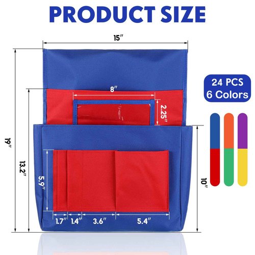 Talltalk 24 Pieces Chair Pockets for Classrooms Student Chair Pockets Chair Storage Pocket Grouping Chair Pockets Desk Chair Seat Back Organizer for Classroom Preschool Daycare