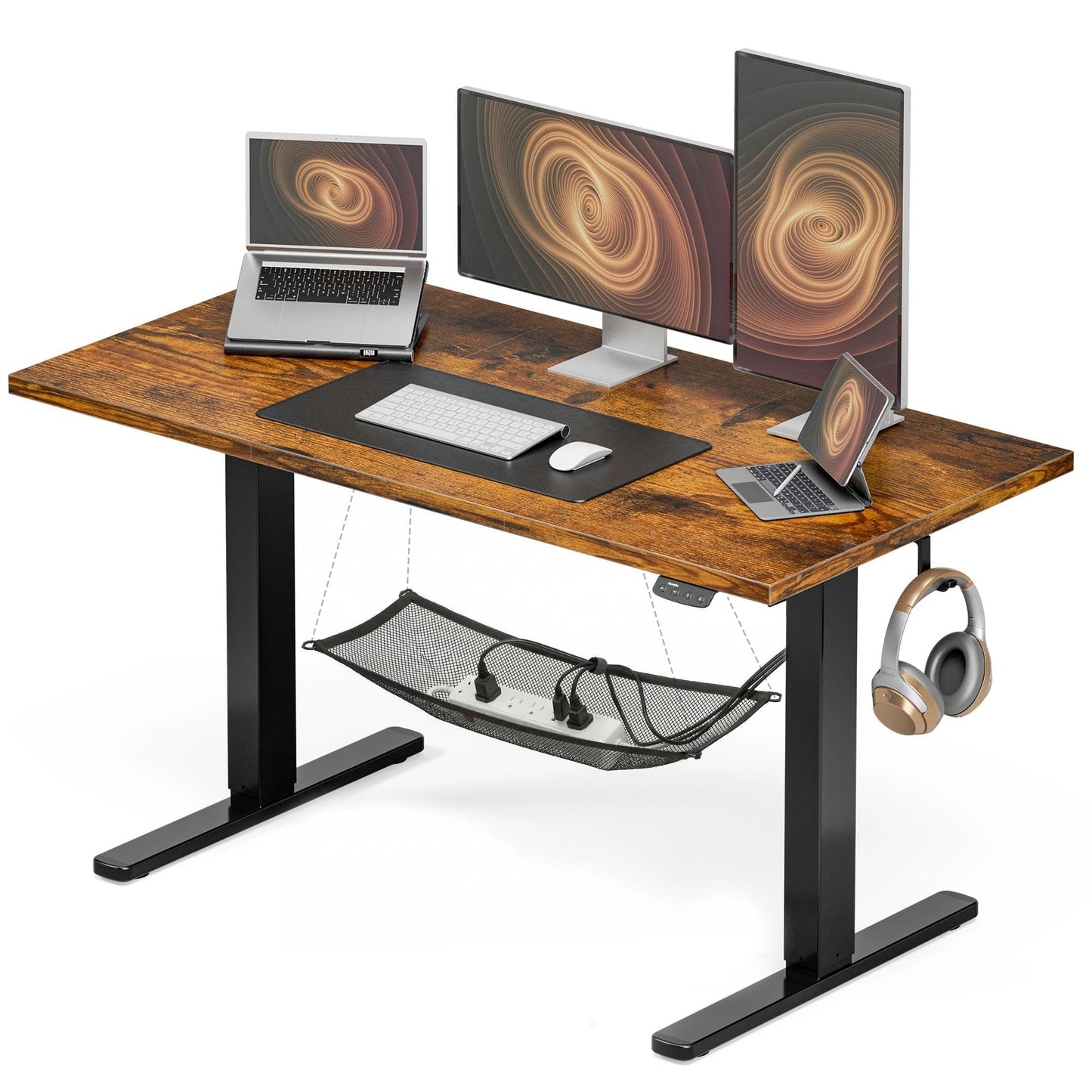 Acrolix Electric Standing Desk, Height Adjustable Home Office Desk with Memory Presets & Cable Management,Rustic Brown Sit Stand Desk for Work from Home, Ergonomic Computer Desk (48" x 24")