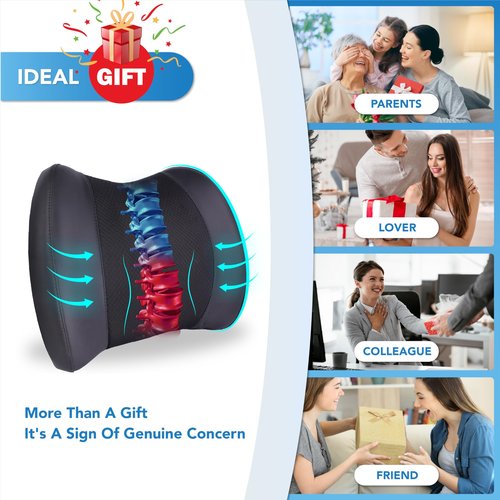 Seat Cushion & Lumbar Support - Ergonomic Memory Foam Pillows for Sciatica & Back Pain Relief - Comfort for Driving & Long Driving- Ideal for Car, Office Chairs, Wheelchairs