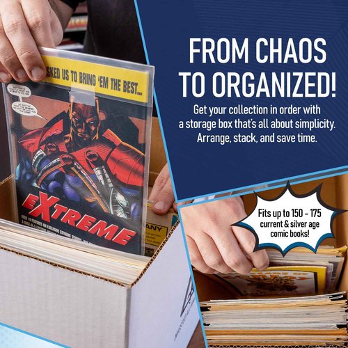 Premium Short Comic Book Storage Box (10 Pack - White). Thick Cardboard Comic Book Box/Cabinet. Comics Books Bin for 150-175 Collectibles. Comics Boxes Storage Case/Cabinet to Showcase Collectibles.
