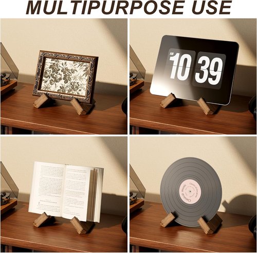 Recximi Vinyl Record Stand - Premium Wood Display for Easy Assembly | 2 Pack Now Playing Holder