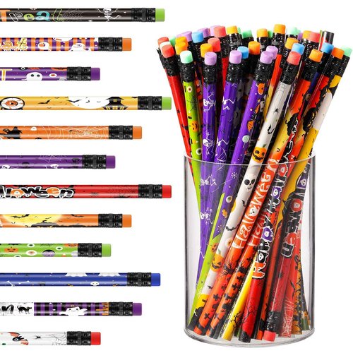 Pajean 540 Pcs Halloween Pencils Bulk Pumpkin Ghost Wooden Pencils with Eraser Trick or Treat Pen Class Reward Gift for Halloween Supplies Favors