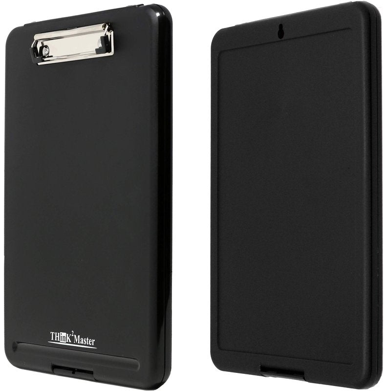 Think2Master Black Plastic Storage Clipboard. | 25% Heavier & 25% Sturdier| Heavy Duty and Won’t Flex or Bend Like Other Brands (Compare The Weight). Storage Compartment Holds 150 Letter Sized Paper.