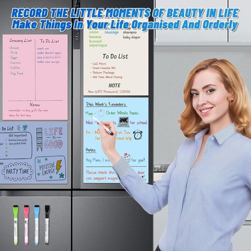 Magnetic White Board by [Brand Name] - Reusable Dry Erase Board with 4 Markers & Towel | 8.5 x 14 Inch