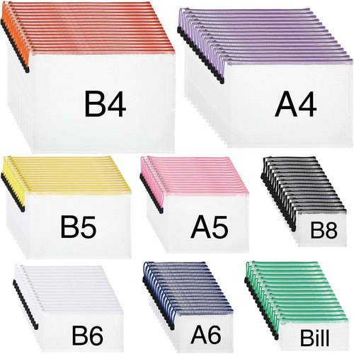 Zhehao 120 Pcs Mesh Zipper Pouch Waterproof Mesh Bags with Zipper Waterproof PVC Document Pouch PVC Travel Zipper Multipurpose Document Bags for School Office(Multicolor Zipper)