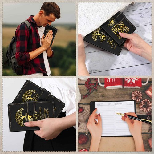 Spakon 20 Sets Christian Gifts Bulk Church Leather Notebook with Pen Pastor Appreciation Gifts Clergy Sunday School Teacher Prayer Journal Religious Bible Study Supplies (English Tree of Life)