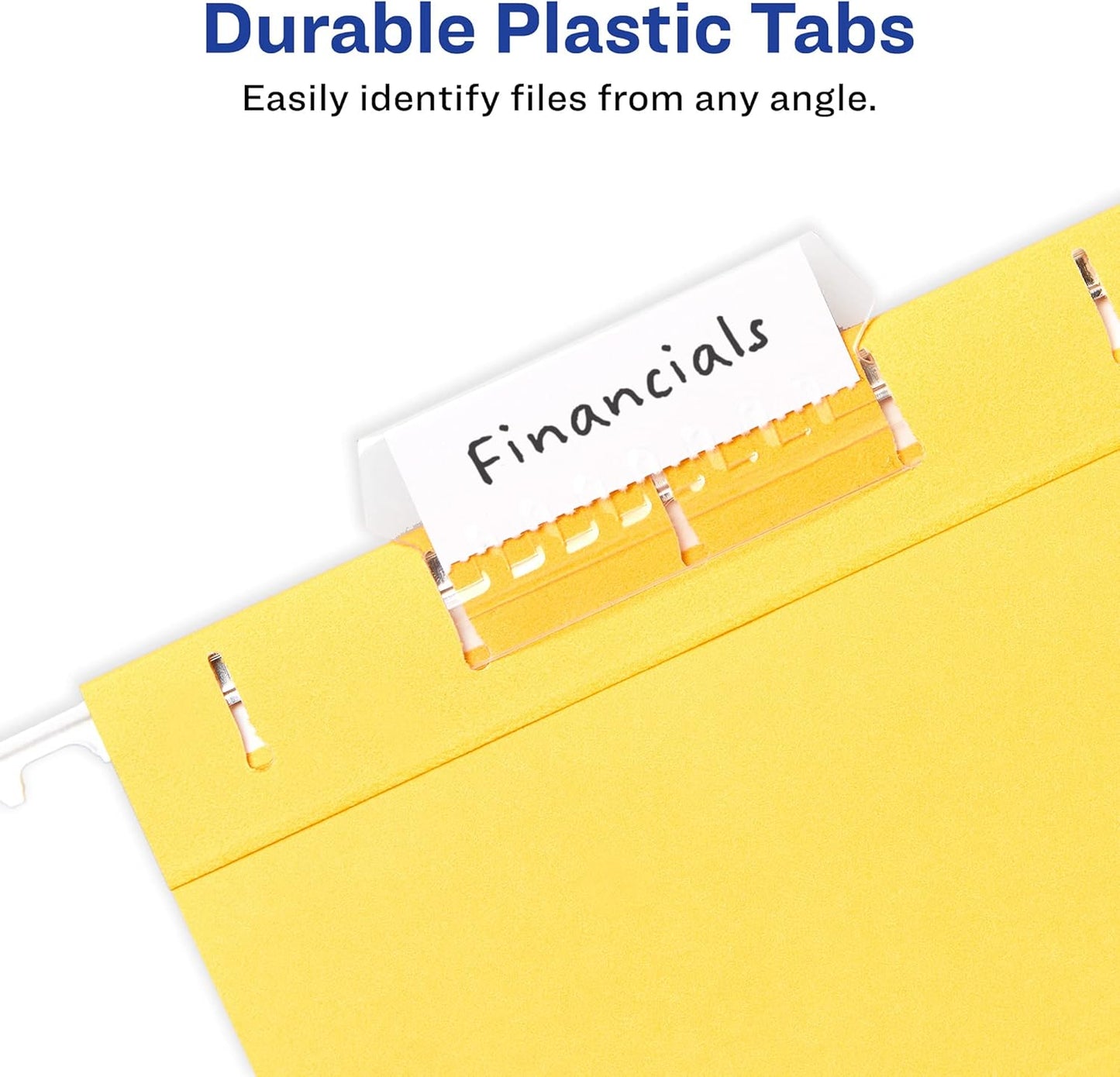 Avery Hanging File Folder Tabs - 1/5 Cut Clear Inserts | 20 Tabs for Organized Filing