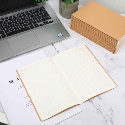 miikoul 100 Pack A5 Kraft Paper Notebook Lined Journal Bulk, 8.3 X 5.5 Inch, 60 Pages/30 Sheets, 80gsm, Travel Notebook Notepad for Adult, Students, Gift, Office, Back to School Supplies